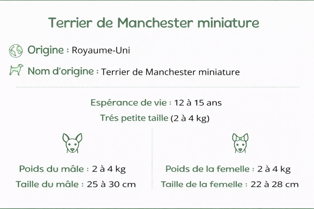 Terrier de Manchester miniature taille
