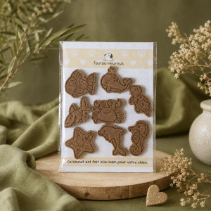 Un assortiment de biscuits artisanaux aux formes d’animaux marins
